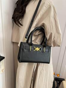 时尚斜挎包、多功能单肩包、休闲手提包、复古通勤手提包（女士款） - 黑色 - 查看 2