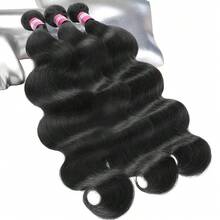 MENALUE Body Wave Bundles Human Hair 16A Brazilian Virgin Hair Bundles 18 20 22 Inch Thick Weave Natural Black Free Human Hair Extensions - Natural Black - 查看 2