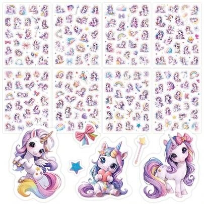 209pcs Cartoon Glitter Rainbow Pony Stickers, Easter Decorative Stickers For Envelopes, Greeting Cards, Cups, Luggage, Diaries, Magazines, Planners, Scrapbooks, Gifts For Friends, Birthday, Back To School, Graduation, Stationery, Crafts