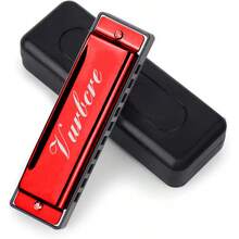 1 PC Personalized 10-Hole C Key Harmonica With Case, Custom Engraved Name, Harmonica, Harmonica For Beginners, Harmonica For Kids, Harmonicas For Adults - Red - View 14