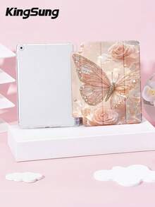 Kingsung Butterfly Pattern Tablet Protective Case, Compatible With 9.7/10.2/10.5/10.9/12.9/Pro 11, 10th Generation, Compatible With Samsung Galaxy Tab S6 Lite 10.4-Inch, Compatible With Kindle Paperwhite 12th Gen 2024, Released In 2022 Kindle (11th Generation), Soft Anti Fall, Intelligent Standing/Automatic Wake-Up/Sleep - Multicolor - View 3