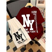 Men's Set 100% Cotton New York 1886 - Merah tua - View 2