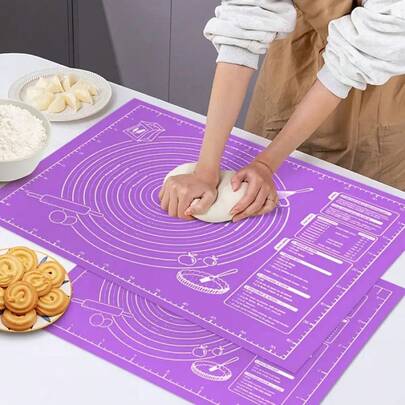 1pc Marked Rolling Mat, Easy Dough Shaping, Suitable For Pies, Cookies, Etc.; Easy To Clean Kitchen Accessory, With Non-Stick Baking Mat, Dough Rolling Pin, Baking Tools And Equipment, Holiday Pastry Mat, Christmas Dessert Making, Food- Surface