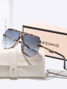 LINFEMAND 个性化大框半框时尚太阳镜，渐变镜片，高端金属镜腿，修饰脸型，夏季必备防晒单品，节日礼物之选。 - 彩色 - 查看 17