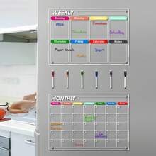 1 Set Magnetic Colorful Patterned Acrylic Whiteboard, Fridge Magnet Display Board, Dry Erase Magnetic Memo Board With 6 Magnetic Whiteboard Pens - I - View 2