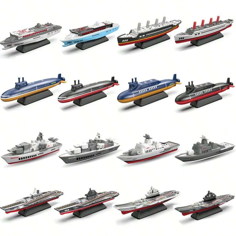 1:64 Metalllegierung Flugzeugträger Modell, realistischer militärischer Zerstörer/Flugzeugträger/Fregatte/Atom-U-Boot, Trägerflugzeug Modell, Legierung Kriegsschiff Figur, geeignet für Sammlung, Ausstellung, Dekoration, Geschenk - Verschiedenfarbig - Übersicht 1