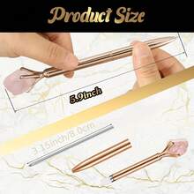 1/5PCS Crystal Raw Stone Journaling Pen Set, Fancy Diamond Writing Pens Black Ink, Pretty Office School Supplies Gift For Women - Multicolor - View 7