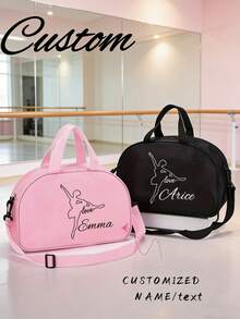 This Half-Circle Ballet, Yoga And Dance Print Tote Bag Can Be Customized With Your Personal Name Or Holiday Greetings. It Comes With An Adjustable Shoulder Strap And Has A Fashionable, Casual Design. This Is A Multi-Functional, Decorative, Stylish, Colorful And Charming Gift. - Multicolor - View 2