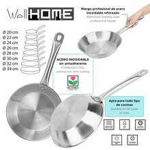 Interior Well Home Frying Pan Ø24x5cm In Stainless Steel, Suitable For Induction And WITHOUT Non-Stick Coating - Silver 4 - View 2