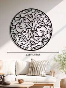 Iron Vine Wreath Circular Decorative Wall Hanging, Metal Art Housewarming Gift Home Decor - Black - View 13