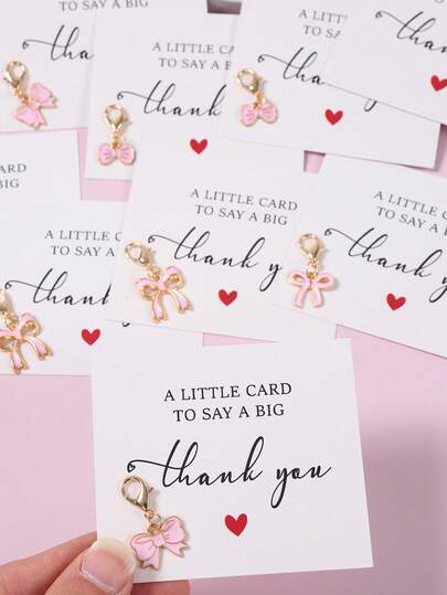 20Pcs/1Set Pink Bow Keychain With Gift Cards,Bow Party Acrylic Keychains,Cute Charms,Pink Bow Birthday Decorations,Bow Party Gifts,Baby Shower Decor,Gender Reveal Party Decor,Baby Party Gift Bags Filling,First Birthday Party Decoration Supplies,Newborn Party Decor,Coin Purses Car Key Decorations