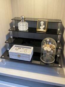 1pc Black Acrylic Multi-Tier Perfume Display Stand, Multifunctional Storage & Organization Rack. Room Decor, Cosmetics Storage.,Makeup Bag,Travel Essential - Black - View 9