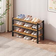Bamboo Shoe Rack Organizer For Closet And Entryway - Space-Saving Narrow Shoe Stand - Versatile Shoe Holder For Door Or Closet Shelf,Garage Bedroom Can Freely Stack DIY Small Shoe Racks - Màu đen + tre, 3 tầng - Xem 4