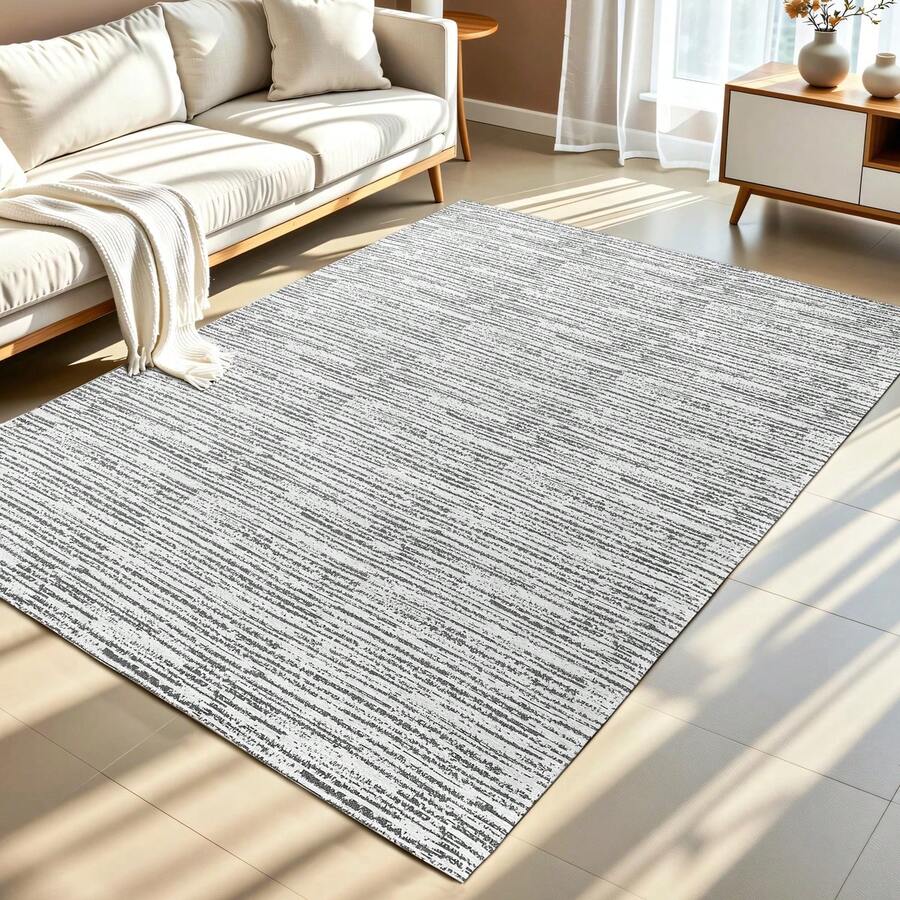 Jacquard Living Room Rug 2.00 X 1.40m Non-Slip Mixed Pattern Handmade Rustic Washable - Light Grey - View 1