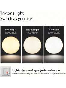 Modern 24w Tricolor Square LED Ceiling Light For Bedroom - 黑色 - 查看 2