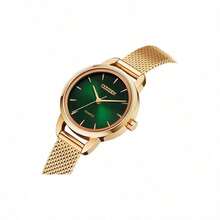 CITIZEN 女士 EQ3003-50W 手表，石英机芯，玫瑰金网状表带，绿色表盘，时尚款式 - 綠色 - 查看 3