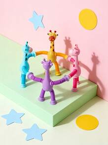 Children Suction Cup Giraffe Toys Pop Tubes Stress Relief Telescopic Giraffe Toy Sensory Bellows Toys Anti-Stress Squeeze Toy - Multicolor - View 4