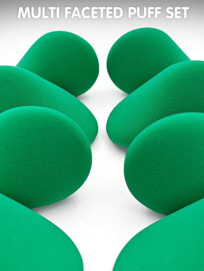 Green Asymmetrical Makeup Sponge 1/2/4/6/8pcs, Soft Non‑Absorbent Foundation Puff, Professional Smooth Base Makeup Tool For Daily & Party Use,Giveaways,Travel,Cheap Stuff,Travel Essential