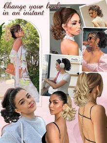 12-Inch Synthetic Fiber Wavy Ponytail Hairpiece, Natural Looking Clip-On Short Ponytail Wig, Fashion Hair Accessory, Elegant Hair Clip, Suitable For Autumn And Winter - Multicolor - View 10