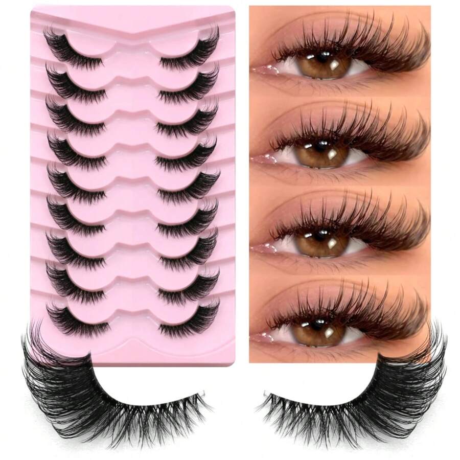 GROINNEYA Half Lashes Natural Fake Lashes Wispy Cat Eye Lashes Clear Band Accent Short False Eyelashes Make Up - 9pairs-bP05 - View 1