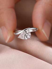 1 chiếc nhẫn mạ đồng vàng hình giọt nước đính đá Zirconia, trang sức thời trang cho đeo hàng ngày, đám cưới, tiệc tùng. - Nhiều màu - Xem 6