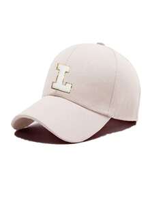 1pc Adjustable Breathable Embroidered A-Z Letter Baseball Cap, Fashion Curved Brim Sun Hat Suitable For Outdoor Sports, Golf, All Seasons,Summer,Beach,Holiday,Travel - Beige - View 6
