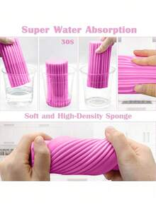 1片可重复使用的粉色清洁除尘海绵湿巾 - 神奇除尘清洁海绵，适用于清洁百叶窗、玻璃、踢脚线、通风口、镜子、窗轨、厨房、浴室、家居等。 - 粉色 - 查看 5