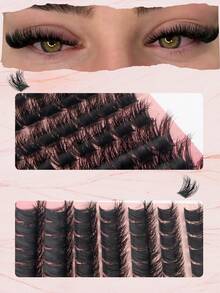 392pcs/196pcs Fluffy DIY Cluster Lashes, 150D Lash Clusters, 0.39–0.71inch Mixed Length Lash Extension, 0.07mm Russian DD Curl, Thick And Reusable Dramatic Lashes, Easy For Beginners, Includes Lash Glue, Tweezers - 黑色 - 查看 5