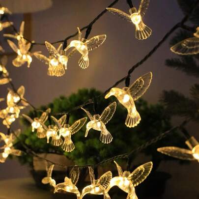 1 pieza Luz solar de cadena al aire libre 20 Led 4m PVC solar encendiendo creativo pájaro adorno para exterior