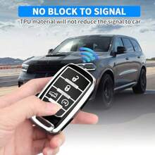 Dfor Dodge Key Fob Cover Fits For Dodge RAM 1500 2500 3500 4-5 Buttons 2019 2020 2021 2022 2023 TPU Key Fob Case With Keychain Remote Accories Key Fob Protection Sier-Black - 銀黑 - 查看 4