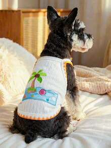 PETCIRCLE 1 bộ quần áo cho chó cưng, trang phục ngoài trời và trong nhà, kiểu dáng Châu Âu và Hàn Quốc dành cho chó Poodle, Teddy, chó nhỏ và chó con, áo vest thường ngày dễ thương và thoải mái - Màu trắng - trắng - Xem 1