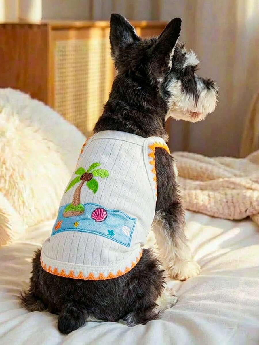 PETCIRCLE 1 bộ quần áo cho chó cưng, trang phục ngoài trời và trong nhà, kiểu dáng Châu Âu và Hàn Quốc dành cho chó Poodle, Teddy, chó nhỏ và chó con, áo vest thường ngày dễ thương và thoải mái - Màu trắng - trắng - Xem 1
