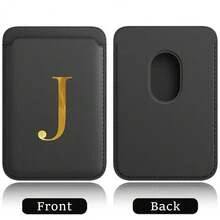 弹性 Magsafe 卡包，弹性皮革磁吸手机壳，内置磁铁，磁吸式手机套，适用于 Apple 12/13/14/15/16 Pro Max 和 Magsafe 手机壳，A-Z 字母图案 - 黑色 - 查看 31