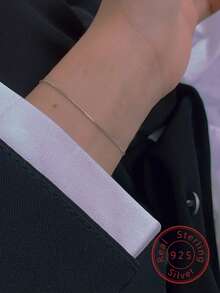 FOREVER QUEEN 925纯银可调节蛇骨链手链，时尚女式饰品，低过敏性 - 銀色 - 查看 5
