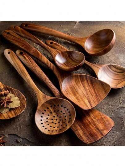 5pcs Premium Natural Boxwood Cooking Utensils, Spatula Suitable For Kitchen, Christmas Gift, Holiday Items
