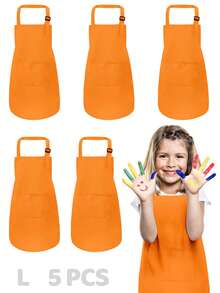 5pcs Kids Apron With 2 Pockets, Adjustable, Suitable For Boys And Girls, Children's Art Painting Apron For Kitchen, Classroom, Cooking, Baking, DIY - Multicolor - View 37