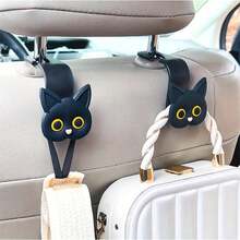 2pcs 3D Cartoon Cat Car Seat Headrest Hook Hanger Universal Vehicle, Car Storage Organizer For Handbag Purse Coat, Cute Things For Cars - A - View 1