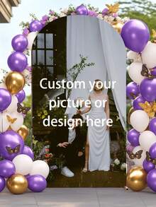 1 Set de Decoración de Fondo de Arco Personalizado, Decoración de Arco de Globos Personalizada para Fiesta de Cumpleaños, Soporte de Fondo de Arco de Boda para Decoración de Fiesta de Graduación - Multicolor - Ver 9
