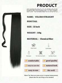 18/22/24/26 Inch Long Straight Ponytail Wig, Synthetic Fiber Hair Extension, Heat Resistant, 22 Inch Wrap-Around Ponytail Wig, Suitable For Women Fashion Hair Accessories,Women Hair Bands,Summer Headband - Multicolor - View 2