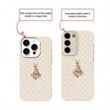 1pc TPU Material Ballet Bunny Polka Dot Pattern Phone Case, Suitable For Apple 17 Pro Max/17/16 Pro Max/15/13/12/11, S20 FE/A15/S24/A55, Note 11/Note 12/Note 13 Pro, Full Coverage Anti-Drop Soft Protective Phone Cover - White - View 7