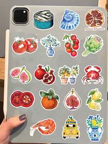 50pcs Mediterranean Tomato Stickers Laptop Handbook Cell Phone Case Stickers - A - View 6