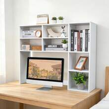 SURUIHK Wooden Desktop Bookshelf Storage Cabinet With 7 Compartments And 3 Adjustable Shelves Large Capacity Desk Organizer For Dorm Office Home White - Hình chữ nhật - Xem 11