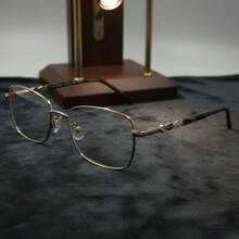 Elegant Party Style. Copper Alloy. No Glasses. All Seasons. Affordable Luxury In Geometric Style: Retro Black And Gold Eyeglass Frames With Gold Accents. - 黑色 - 查看 2