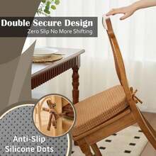 Chair Cushions For Dining &Amp; Kitchen Chairs 2'' Thick High-Density Foam With Gel-Infused Non-Slip Removable Washable Cover Ties Comfortable &Amp; Breathable Seat Pads (Orange Plaid, 6 Count (Pack Of 1)) - ColorK - 查看 6