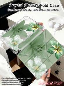 绿百合樱花图案平板电脑保护套，兼容苹果Air 11英寸M3（2025款）/M2（2024款）、Air第五代（2022款）、（A16）11英寸第十一代（2025款），也兼容三星Galaxy Tab平板电脑和Kindle Paperwhite第十二代（2024款）。透明背壳，时尚图案保护套，具备自动休眠/唤醒功能和气囊保护，适合作为礼物或办公用品。 - 彩色 - 查看 4