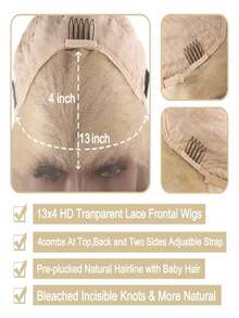 Ombre Blonde Lace Front Wigs Human Hair 180 Density Body Wave Human Hair Wigs For Women 13x4 HD Transparent Natural Wave Lace Closure Wigs Human Hair With Baby Hair Ombre Colored Glueless Wigs Human Hair Pre Plucked Bleached Knots Natural Hairline - 漸層色 - 查看 6