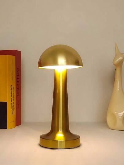 1pc LED Round Mushroom Lamp, Adjustable Atmosphere Desk Light, USB Rechargeable Touch Switch, 3-Color Dimming, Metal Design, Suitable For Living Room, Bedroom, Dining Room, Holiday Party, Birthday Gift