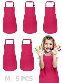 5pcs Kids Apron With 2 Pockets, Adjustable, Suitable For Boys And Girls, Children's Art Painting Apron For Kitchen, Classroom, Cooking, Baking, DIY - Multicolor - View 24
