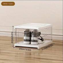 1/3/6-Layer Installation-Free Folding Shoe Box, Breathable Shoe Storage Box, Plastic Shoe Cabinet, Dust-Proof Household Storage Box, Large Capacity Space-Saving Artifact, With Easy-To-Access Front Waterproof Transparent Plastic Storage Box, No Assembly Required - Perfect For Wardrobes And Entryways, Shoe Storage Box - 查看 5