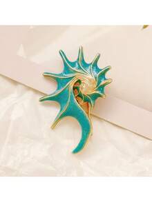 1pc Fashionable Seashell Metal Brooch Accessory, Zinc Alloy Clothing Pin Decoration - A - View 9